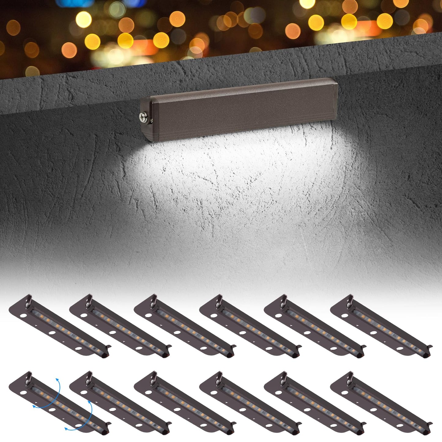 Kwinmyso 12-Packs 3W 7Inch Led Hardscape Paver Lighting 12V Ac/Dc Low Voltage Retaining Wall Lights Landscape Lighting 5000K Daylight White Outdoor Step Lights 50 000 Hours Lifespan