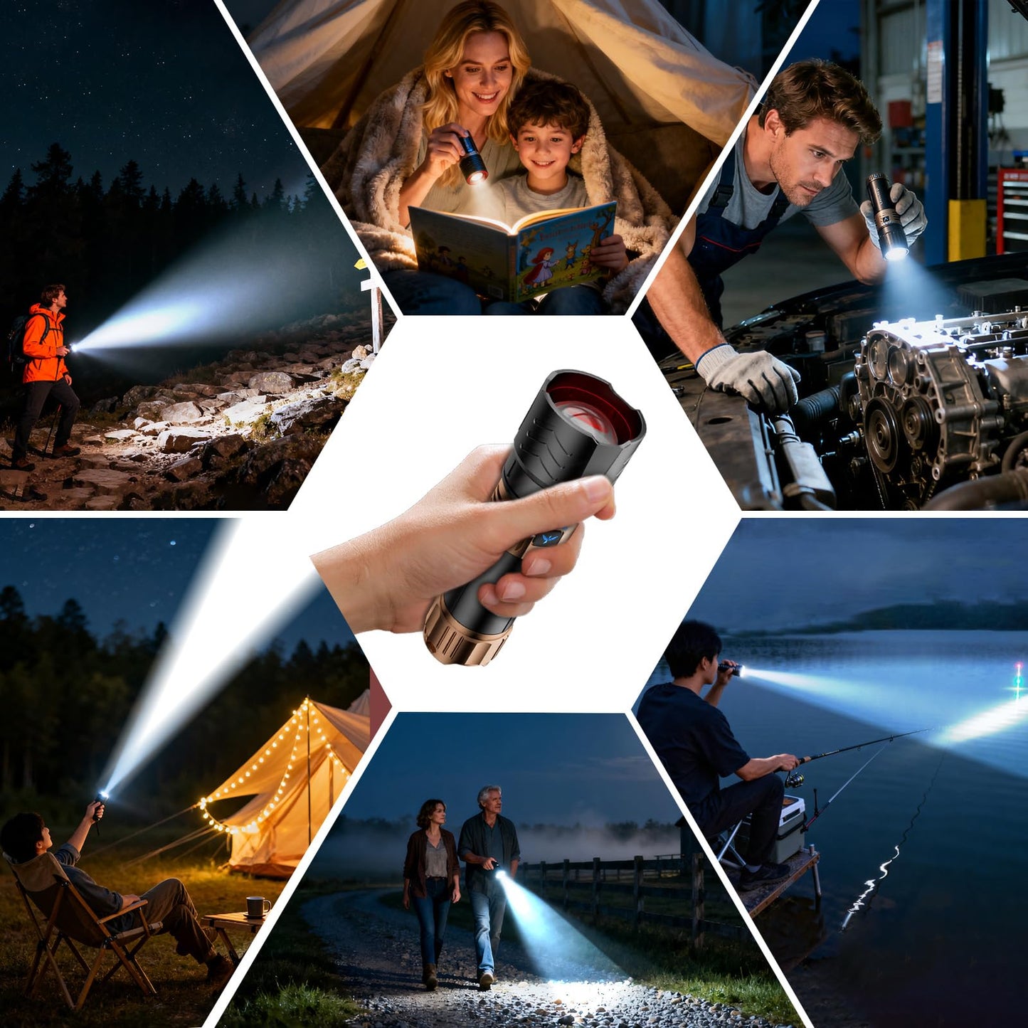 Skyfire Rechargeable Flashlights High Lumens With Ignition Lens 3000Lm Super Bright Flashlight Plus 7500Mah Zoomable Waterproof Tactical Flash Light For Camping Essentials Outdoor Home&Gifts-Upgraded