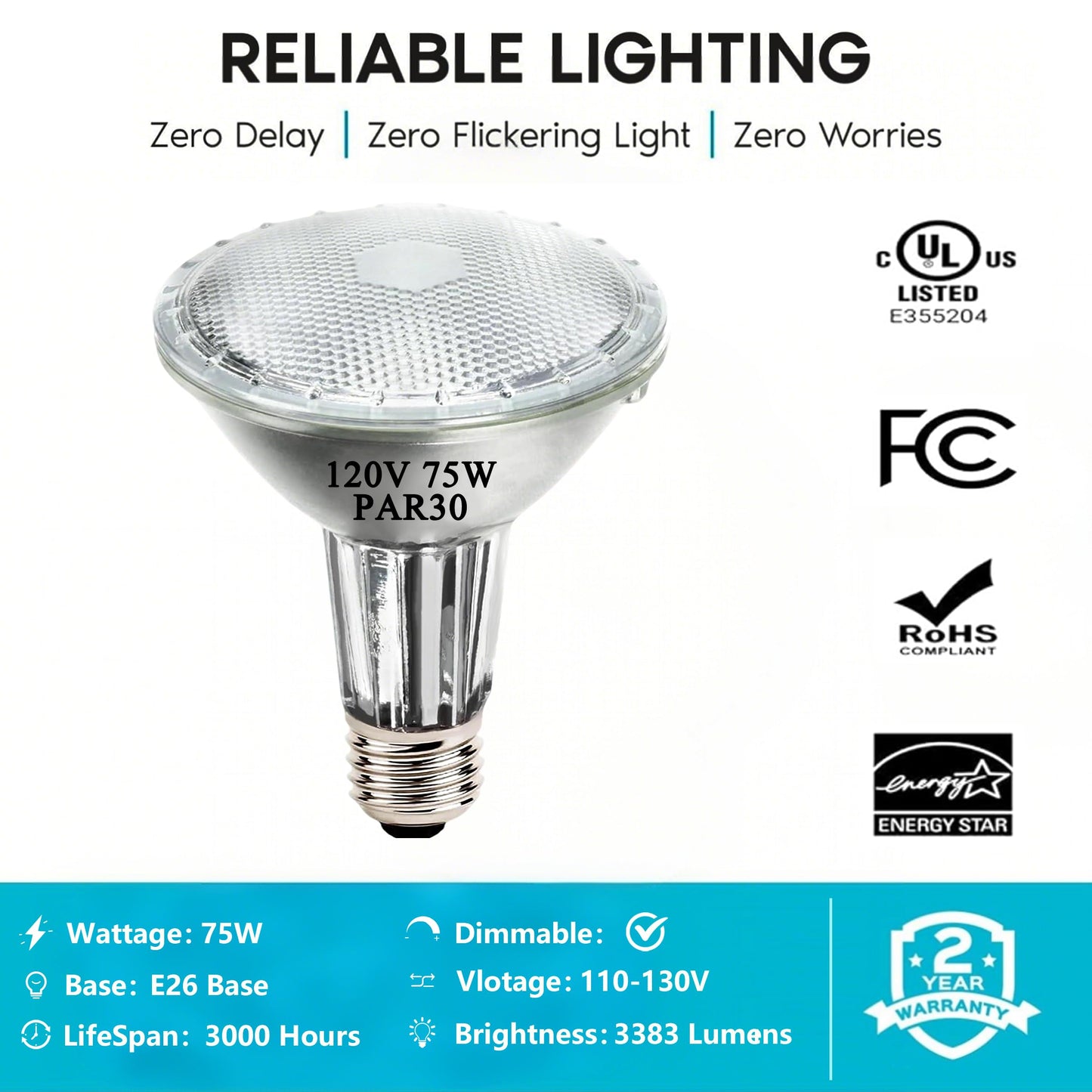 Misdood Par30 Long Neck Halogen Flood Light Bulbs  120V 75W  Dimmable High Output  E26 Medium Base  2700K Warm Lighting  3000 Hours For Recessed Light Bulb  6 Pack