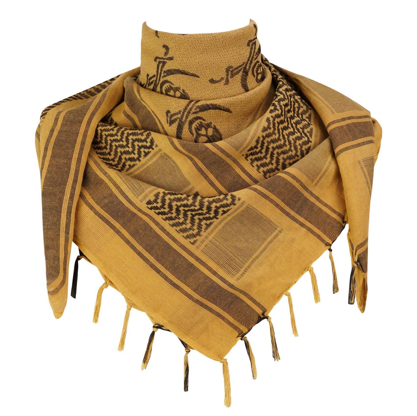 Explore Land Cotton Shemagh Keffiyeh Tactical Desert Scarf Neck Head Wrap with Tassel for Men Women