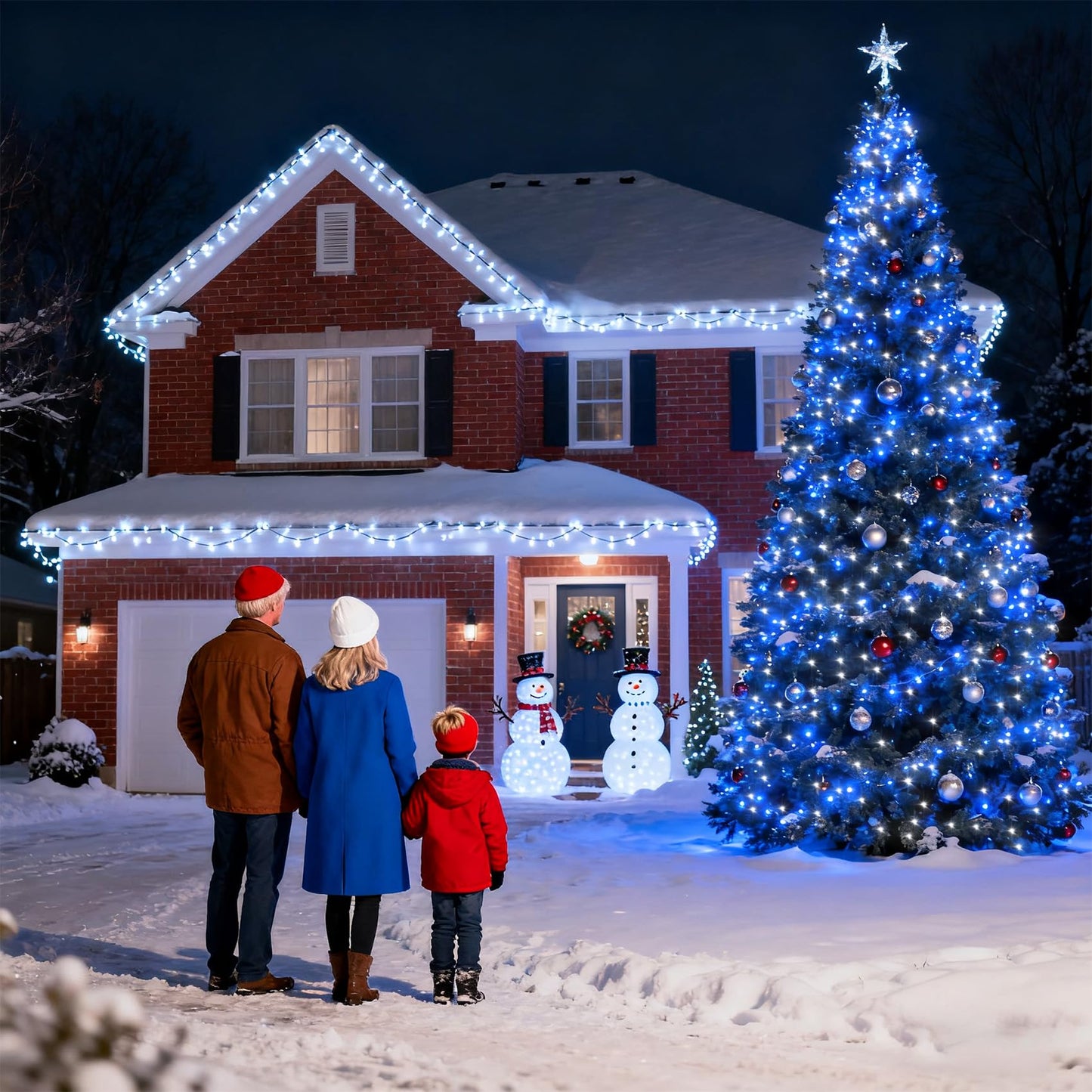 1500 Led 470Ft Christmas Lights Outdoor  Christmas String Fairy Lights With Timer & Memory  Waterproof 12 Modes Dimmable Twinkle Tree Lights For Home Patio Wedding Party Yard Xmas Decor  Blue & White