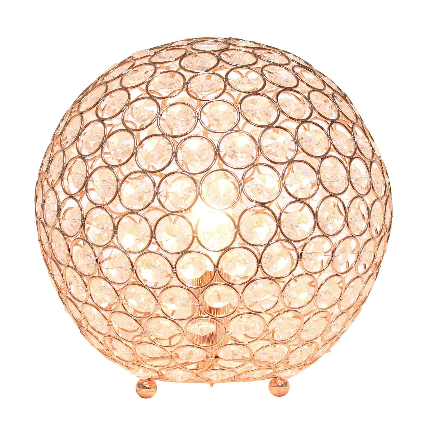 Lalia Home Table Lamp - Contemporary Metal Crystal Round Sphere - 10in - Rose Gold - Model 1270-LHT-3013-RG
