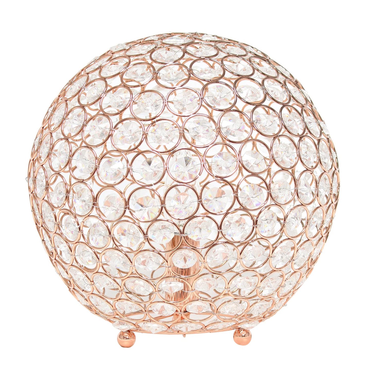 Lalia Home Table Lamp - Contemporary Metal Crystal Round Sphere - 10in - Rose Gold - Model 1270-LHT-3013-RG