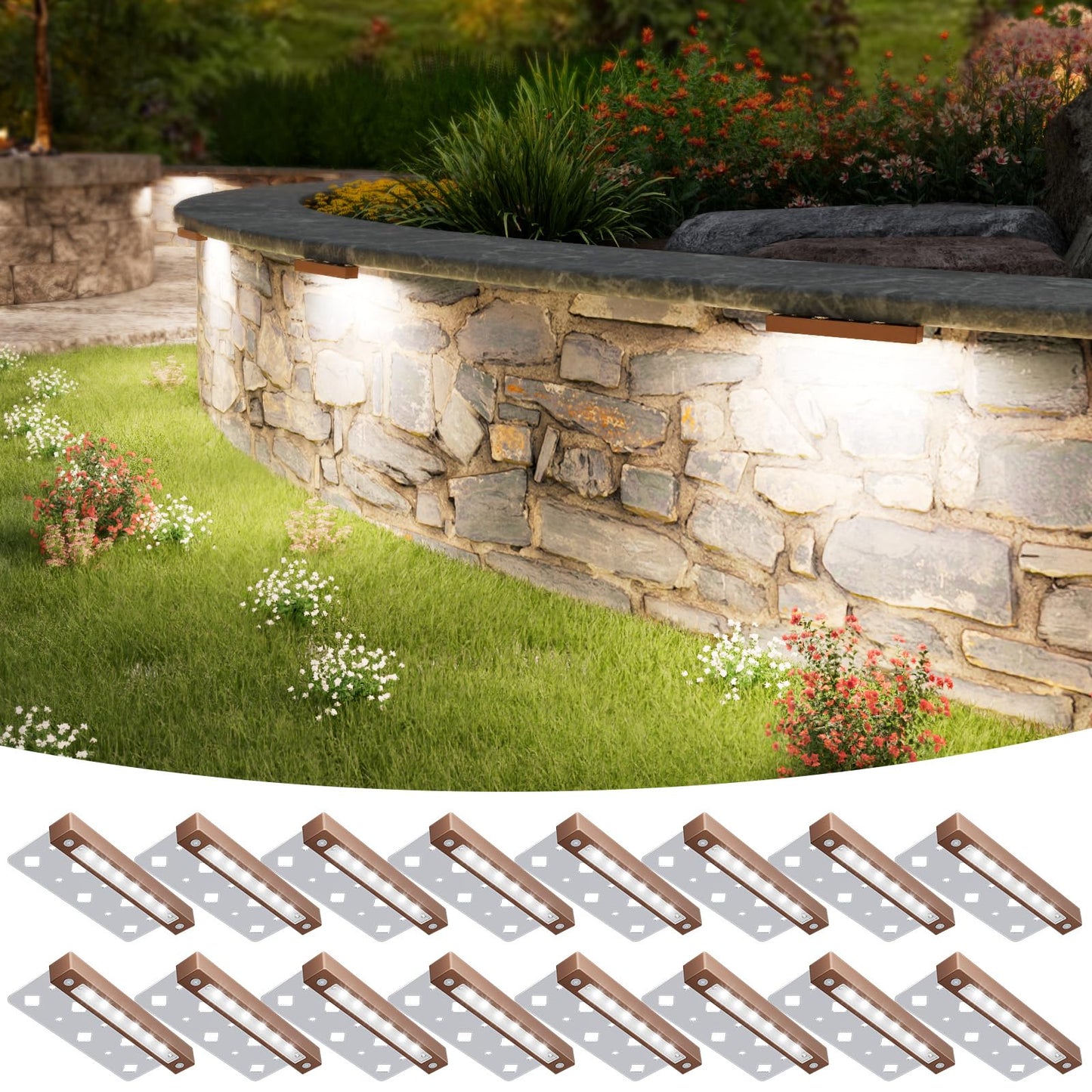 Volisun 16 Pack 7 Inch Retaining Wall Lights  Waterproof Led Hardscape Lighting  Cuttable Low Voltage Landscape Lighting  12V Paver Lights  3W Outdoor Step Lights  5000K Daylight  Etl