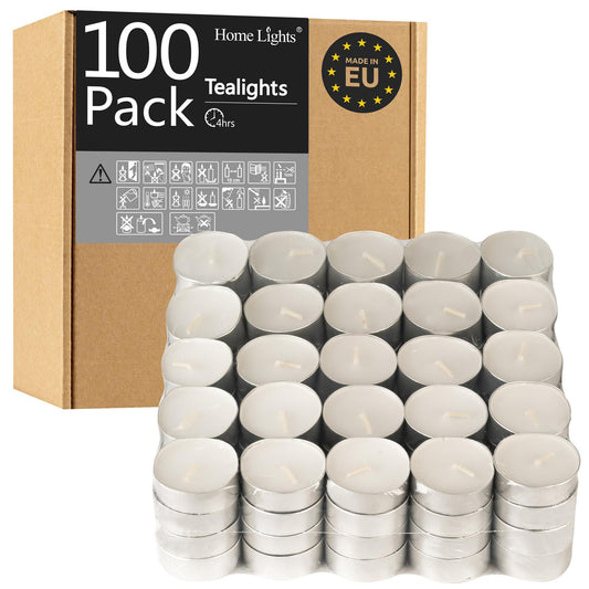 Home Lights Tealight Candles, 300 Pack, Unscented White Votive, Smokeless, Ideal for Weddings, Shabbat, Home Decoration, Model PEV010-300