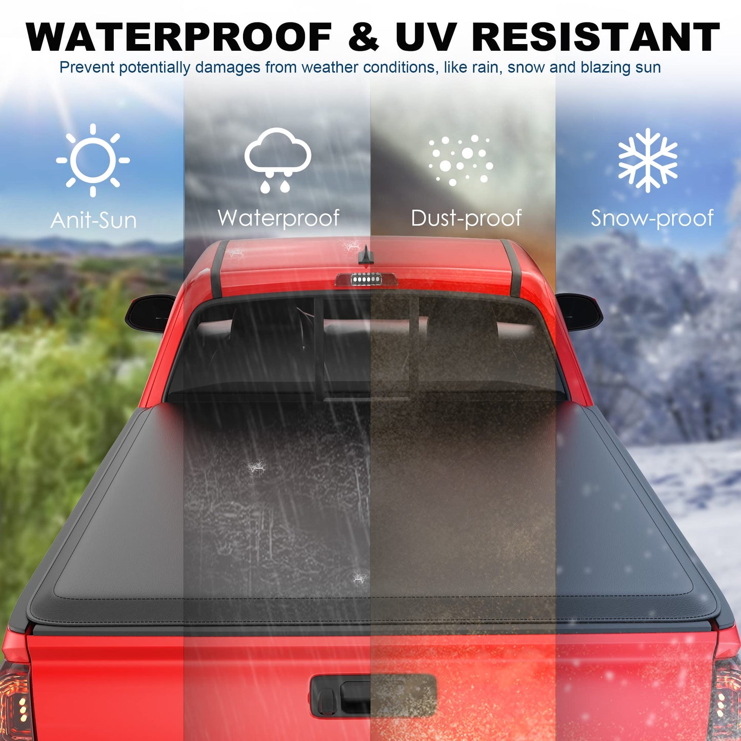MOSTPLUS 6FT Roll-Up Soft Vinyl Truck Bed Tonneau Cover Compatible with 2005-2015 Toyota Tacoma Standard Model On Top Fleetside Cargo Bed 72Inch, Not for Flareside/Stepside Bed