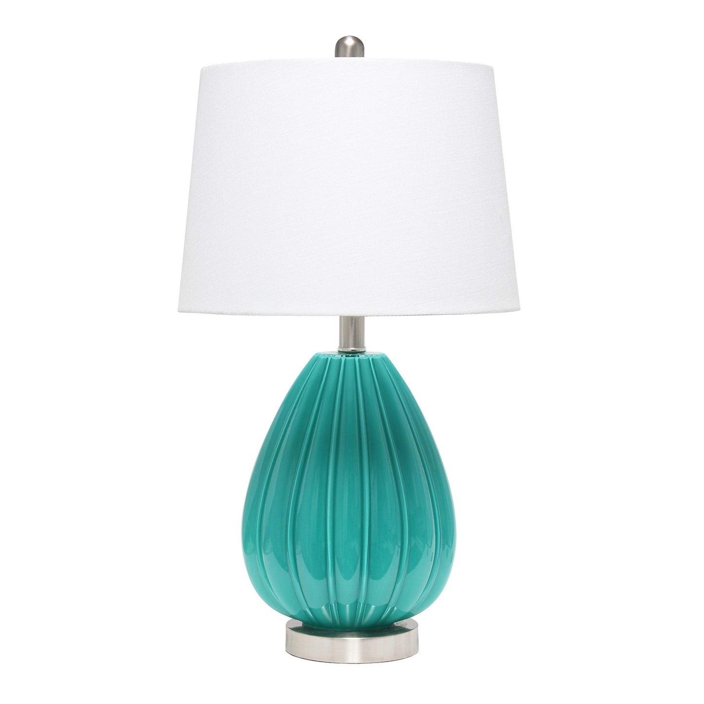 Elegant Designs Teal Table Lamp, Fabric Shade, Model LT3320-TEL, Glass Material