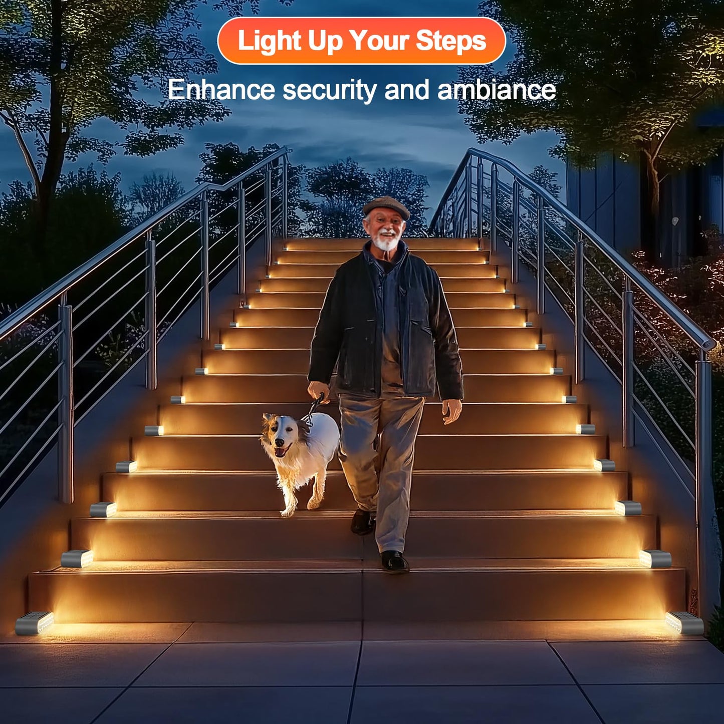 Xillumi Core Solar Step Lights For Outside  8-Pack Stair Light Outdoor Waterproof Ip67  14 Led Warm White Light Solar Powered Lighting For Steps  Stairs  Deck  Patio  Walkway  Front Porch Decor