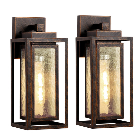 Water Ripple Exterior Porch Light Fixture  2 Pack Outdoor Wall Lantern Black Gold  Wall Mount Lamp  Waterproof Exterior Lighting Fixtures  Outside Garage Sconce Lighting  For Doorway Outdoor Indoor