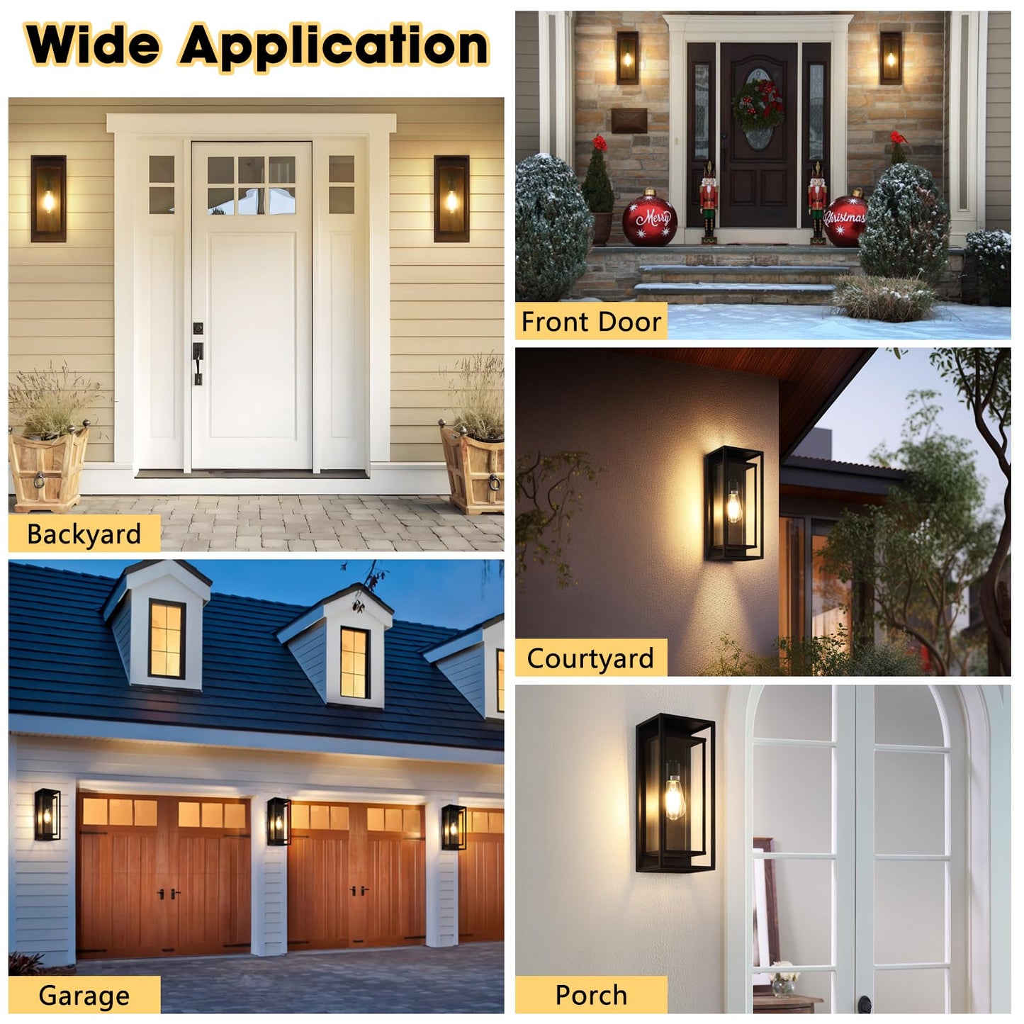 Feanron 16.5 Large Outdoor Wall Lights  1 Pack Matte Black Exterior Waterproof Lanterns With Frame And Clear Glass Shade  Modern Porch Sconces Wall Mounted Lighting For House  Front Door  Garage