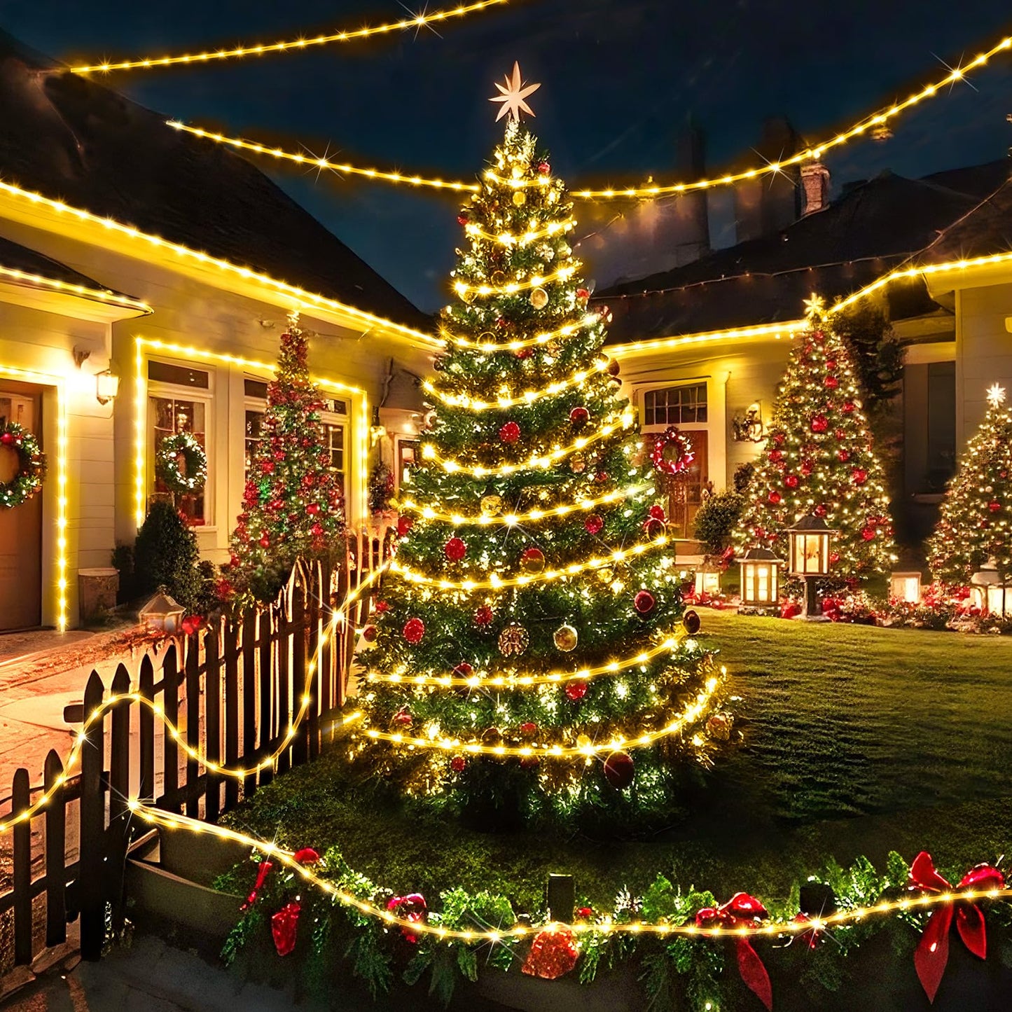 Knonew 164Ft 1000Led Rope Lights For Outside Outdoor String Lights Waterproof 8 Modes Clear Tube Light For Indoor Bedroom Wedding Garden Patio Christmas Tree Rv Holiday Decoration(Warm White)