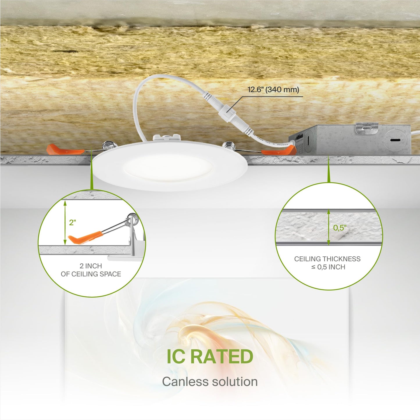Asd 48 Pack 3 Inch Led Recessed Light 6W  5 Cct 2700K-5000K Cri90+  Ic Rated Ultra Thin Dimmable Ceiling Lights With J Box  Canless Wafer Downlight  Round Slim Panel Lighting  Ul Energy Star  White