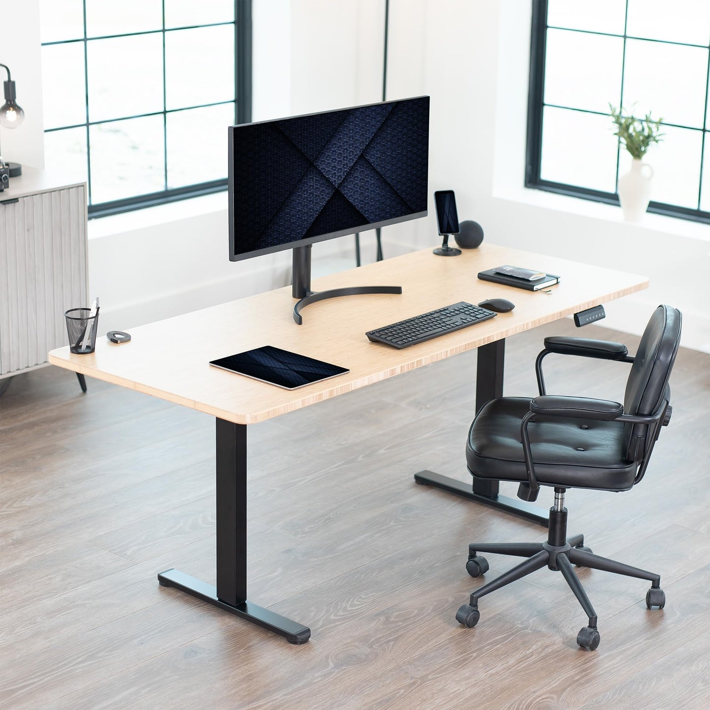 VIVO Heavy Duty Dual Motor Electric Sit Stand Desk Frame, 220 lbs Capacity up to 77" x 43" Tops, Memory Controller Height Adjustable Frame Only, Black, DESK-E-200B