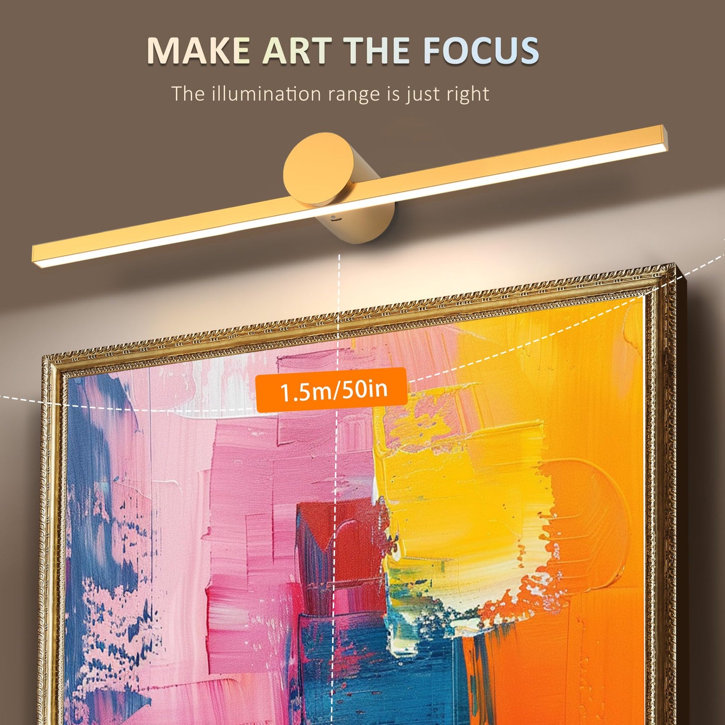 Zitostory Battery Operated Picture Light For Wall With Remote Minimalism Wireless Dimmable Art Lights For discomfort-reducingtings Rechargeable Gallery Light Artwork Lighting For Canvas  Portrait (Gold 23 Inch)