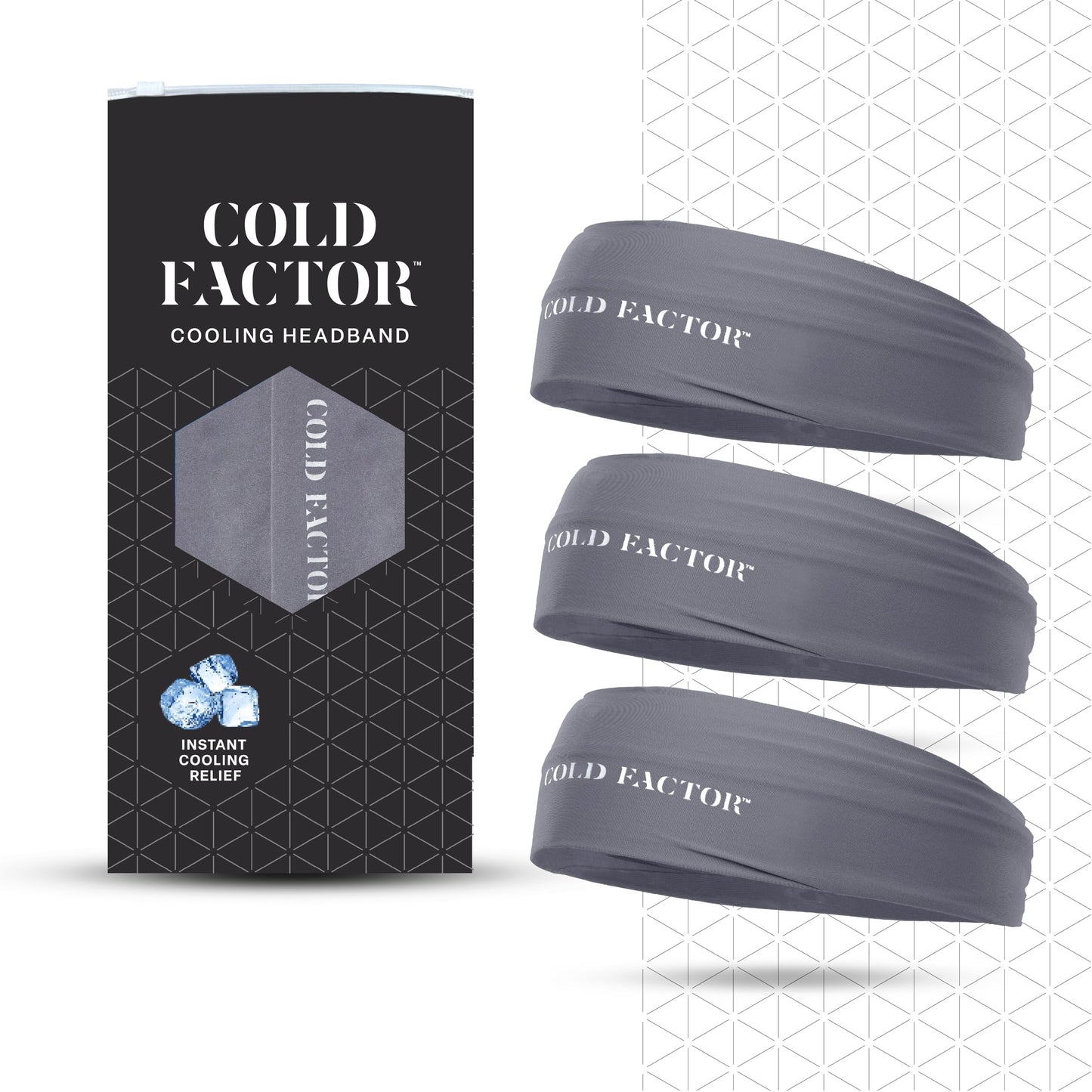 COLD FACTOR Instant Cooling Headband 3 Pack | Advanced Evaporative Comfort for Sports & Outdoor | UPF 50+ Protection | Long-Lasting Coolness | Ideal for Fitness, Hiking, Yoga, & Running