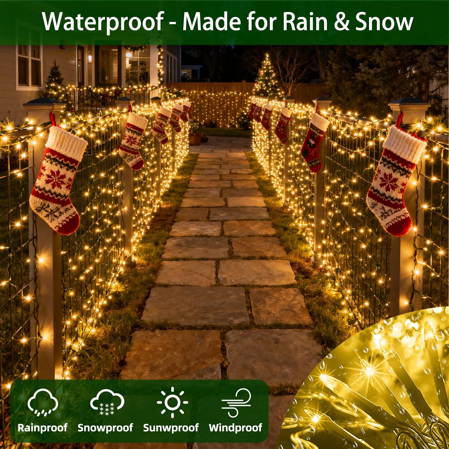 1500 Led Chrstmas Lights  470Ft Outdoor Christmas String Lights With 12 Modes  Warm White Led String Lights With Timer Dimmable Waterproof For Tree Fence Garden Xmas Patio Wedding Party Decorations