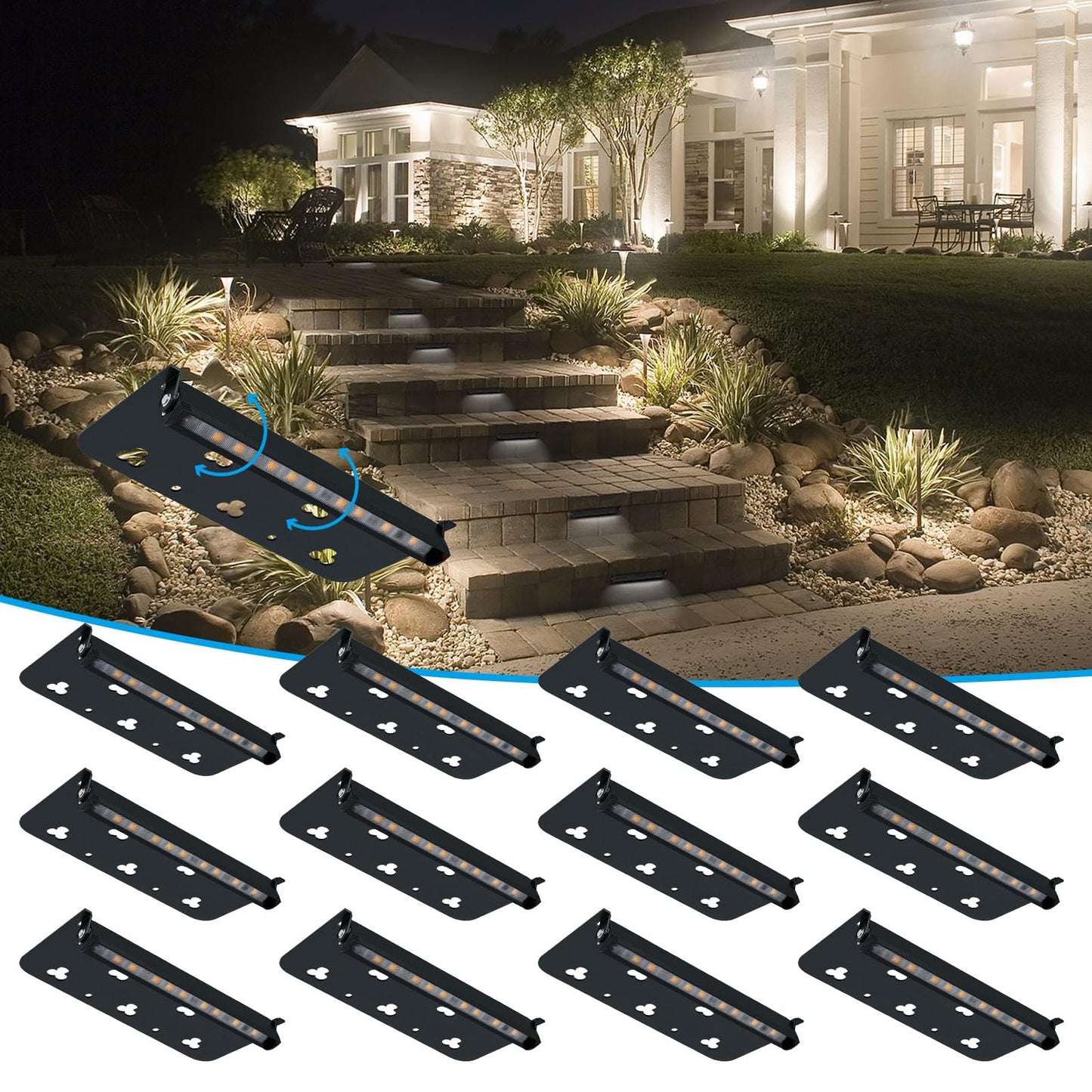 Modern 7Inch 3W Hardscape Lighting 5000K Daylight White Retaining Wall Lights 12V Ac/Dc Low Voltage Landscape Paver Lights Ip65 Waterproof Outdoor Step Light 50 000 Hours Lifespan 12 Packs