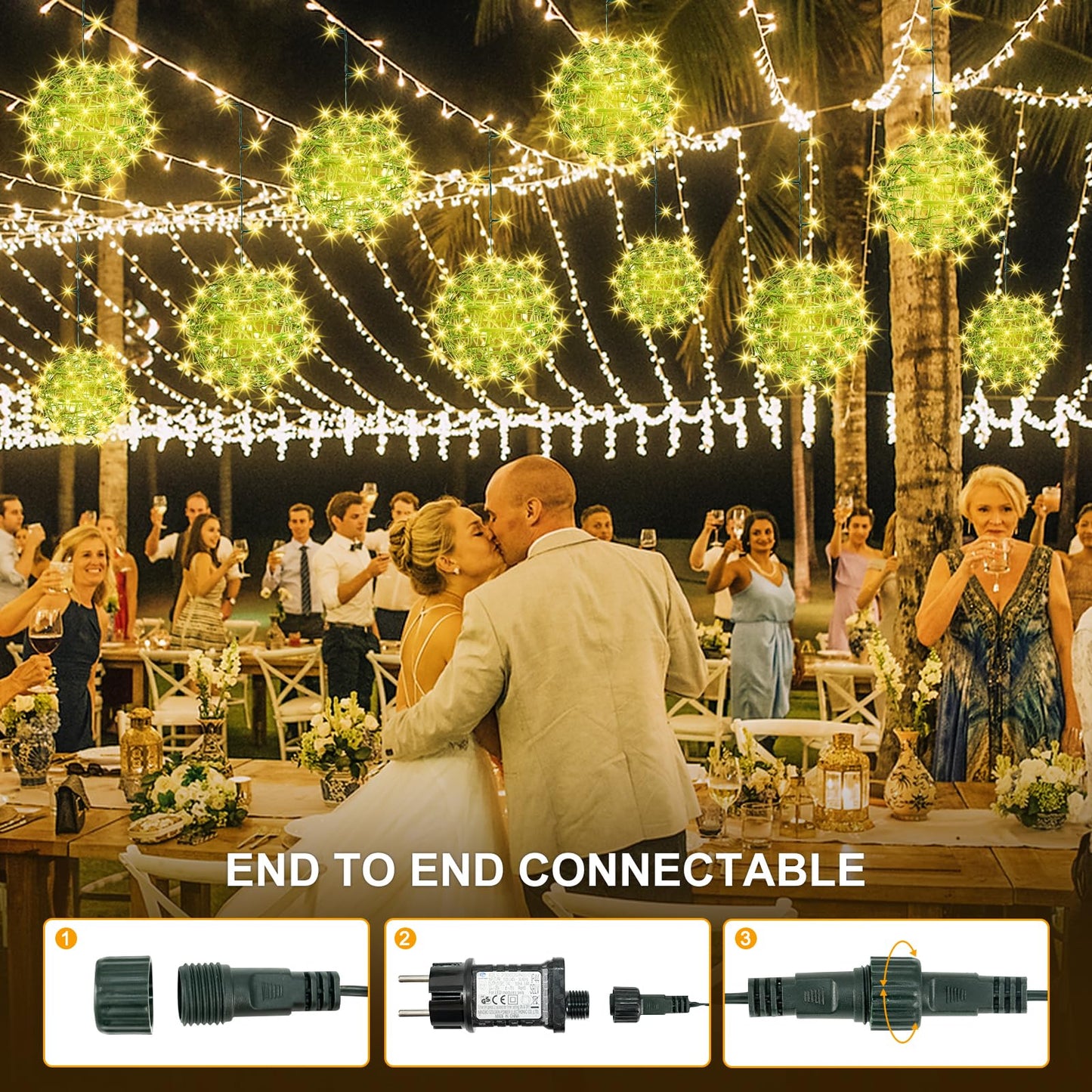Baung Christmas String Lights Outdoors 4 Pack 7.98 Sphere Ball Tree Garden Globe Lights For Home  Party  Christmas  Porch Patio Wedding  Garden Tree Decoration With Memory Function Plug