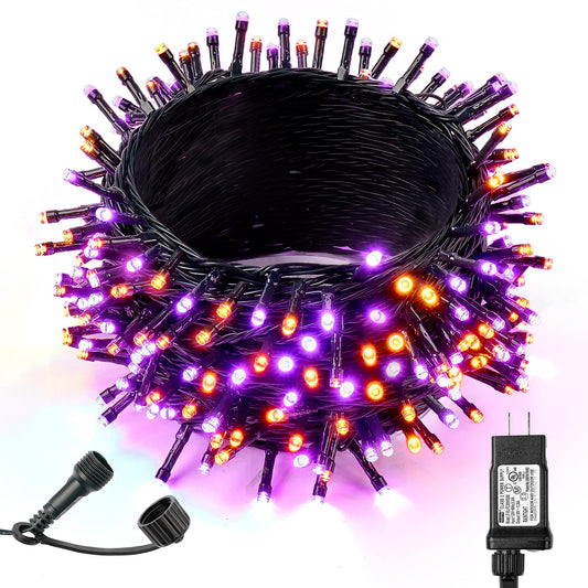 Wbao Halloween Lights Orange Purple 500Led 174Ft  Super Bright Led Halloween String Lights With Ul Certified  8 Lighting Modes  Timer  Memory & Waterproof For Indoor Outdoor Holiday Party Decorations