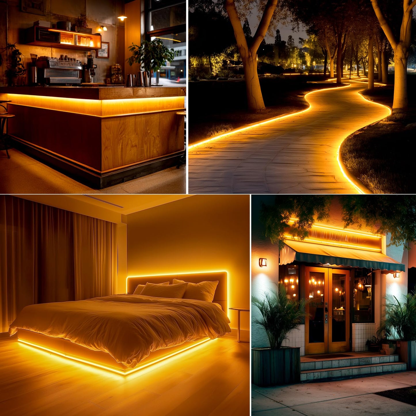Gzbtech Flexible Led Neon Rope Lights 50Ft Ac 110-120V Waterproof Strip Light  120 Leds/M Cuttable Connectable Neon Lighting For Indoor Outdoor Home Decor/Commercial Building Use-Amber 15M