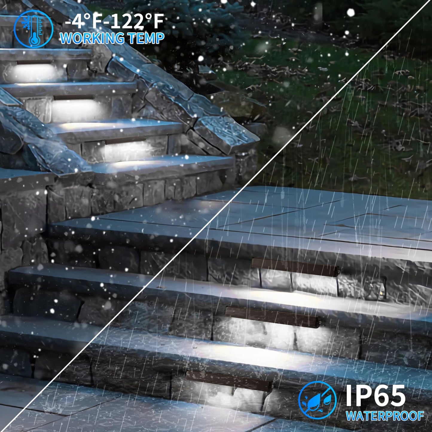 Kwinmyso 12-Packs 3W 7Inch Led Hardscape Paver Lighting 12V Ac/Dc Low Voltage Retaining Wall Lights Landscape Lighting 5000K Daylight White Outdoor Step Light 50 000 Hours Lifespan-Black