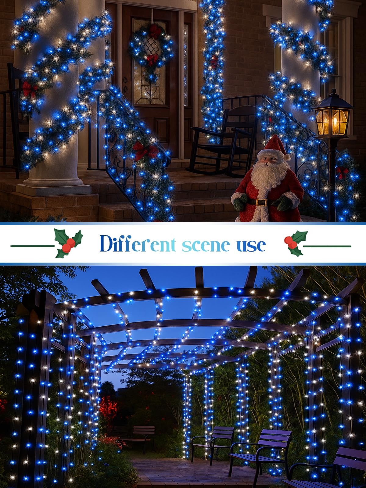 2025 New Christmas Cluster Lights 800 Led With Flowing Twinkling  Fire er Fairy Lights With 15 Modes & Timer  Waterproof Christmas String Light For Indoor Outdoor Xmas Tree Party Garden Blue White