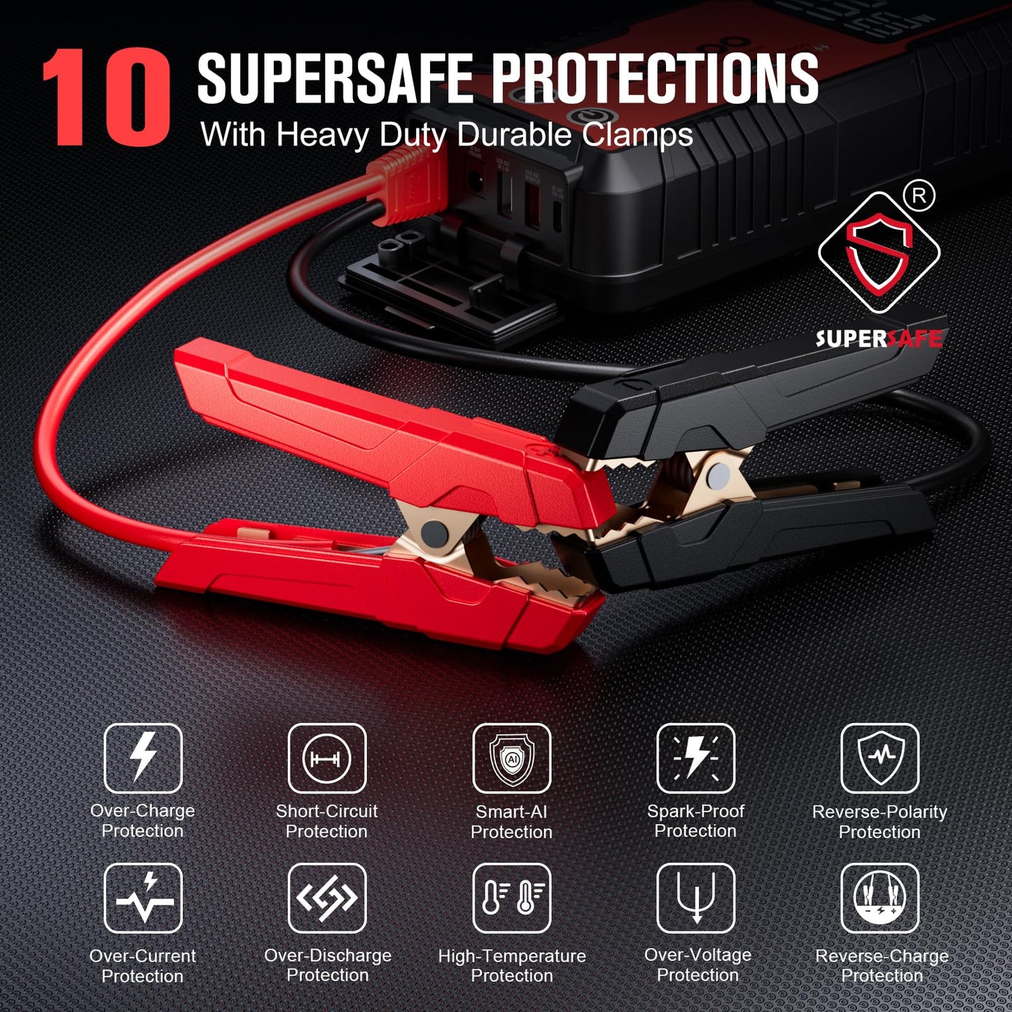 GOOLOO 6000A Jump Starter GT6000 Car Starter with 100W Bi-Directional Fast Charge, Powerful 12V Auto Battery Booster(All Gas & up to 12L Diesel Engine), Supersafe Portable Jump Box for Emergency Use