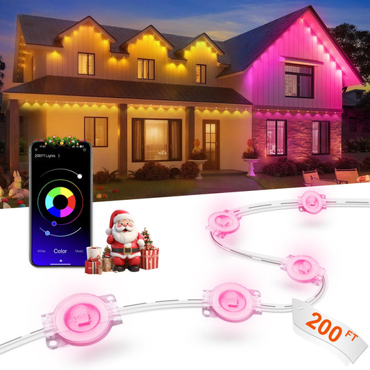 Nexillumi Permanent Outdoor Lights For House  200Ft Smart Rgb Led Lights Outside With 16 Million Diy Colors  Ip67 Waterproof Eternity Eaves Lighting For Christmas Halloween Holiday Daily Decorations