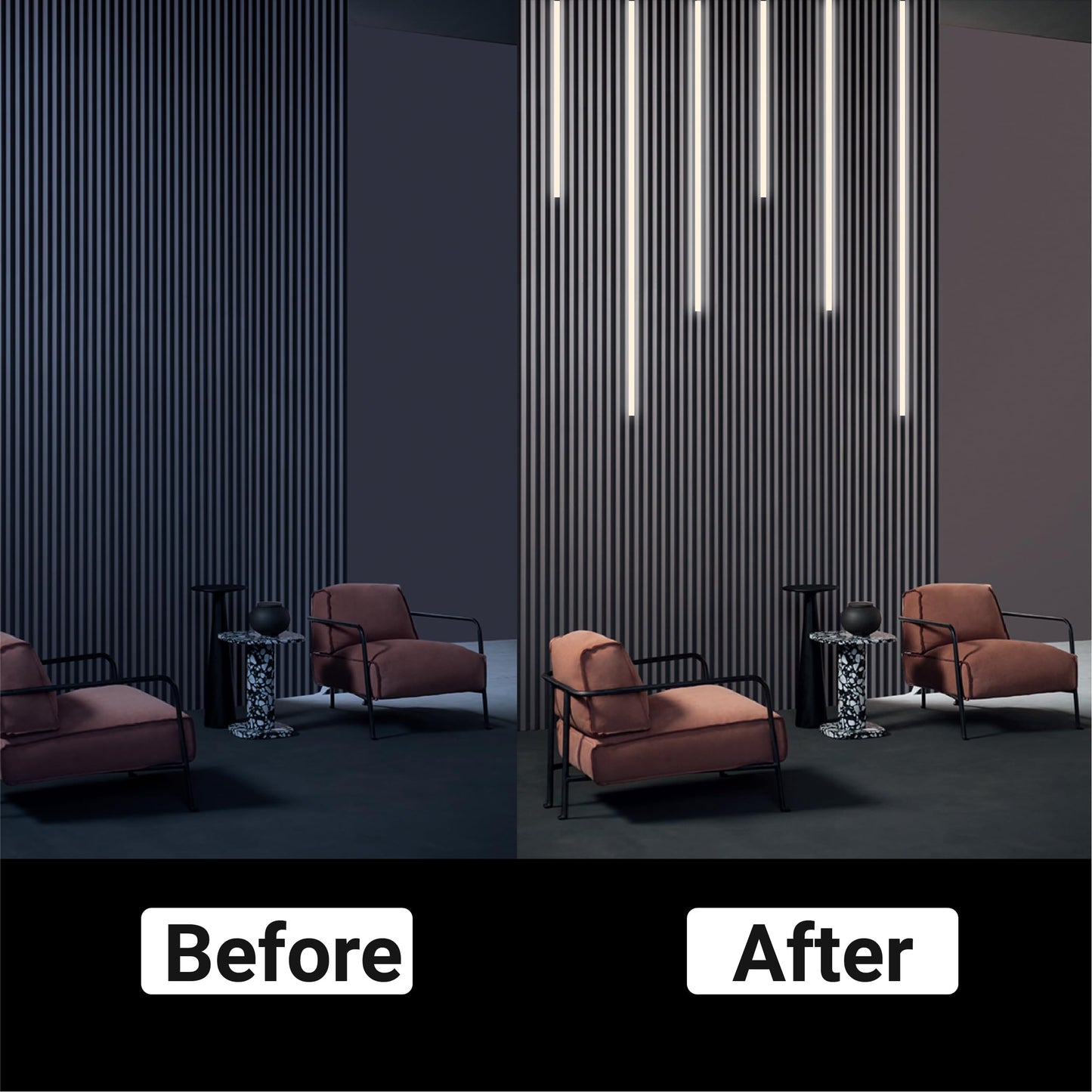 Hamrvl Led Recessed Lighting  Dimmable Self-Adhesive Led Strip Lights For Wood Slat Wall Panels  6 Pcs Warm White 3000K Touching Wall Panel Lights  Ambient Lighting For Acoustic Panels Cabinets
