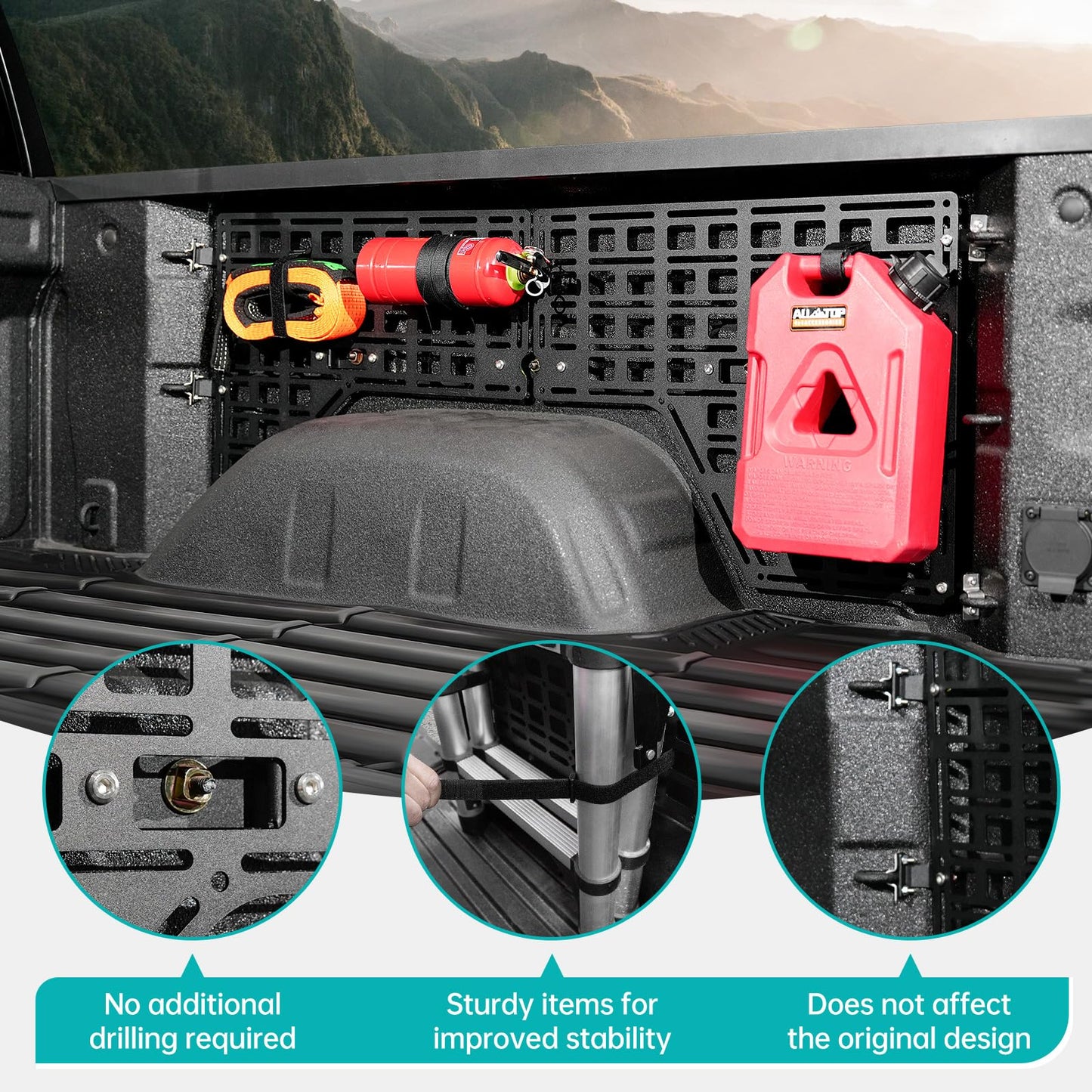 OUSUWO Side Truck Bed Molle Panel Rack System Compatible with 2019-2025 Chevy Silverado/GMC Sierra 5.8FT Accessories Cargo Storage Organizer Tools Rack Fit for 19-25 Chevrolet Silverado Accessories