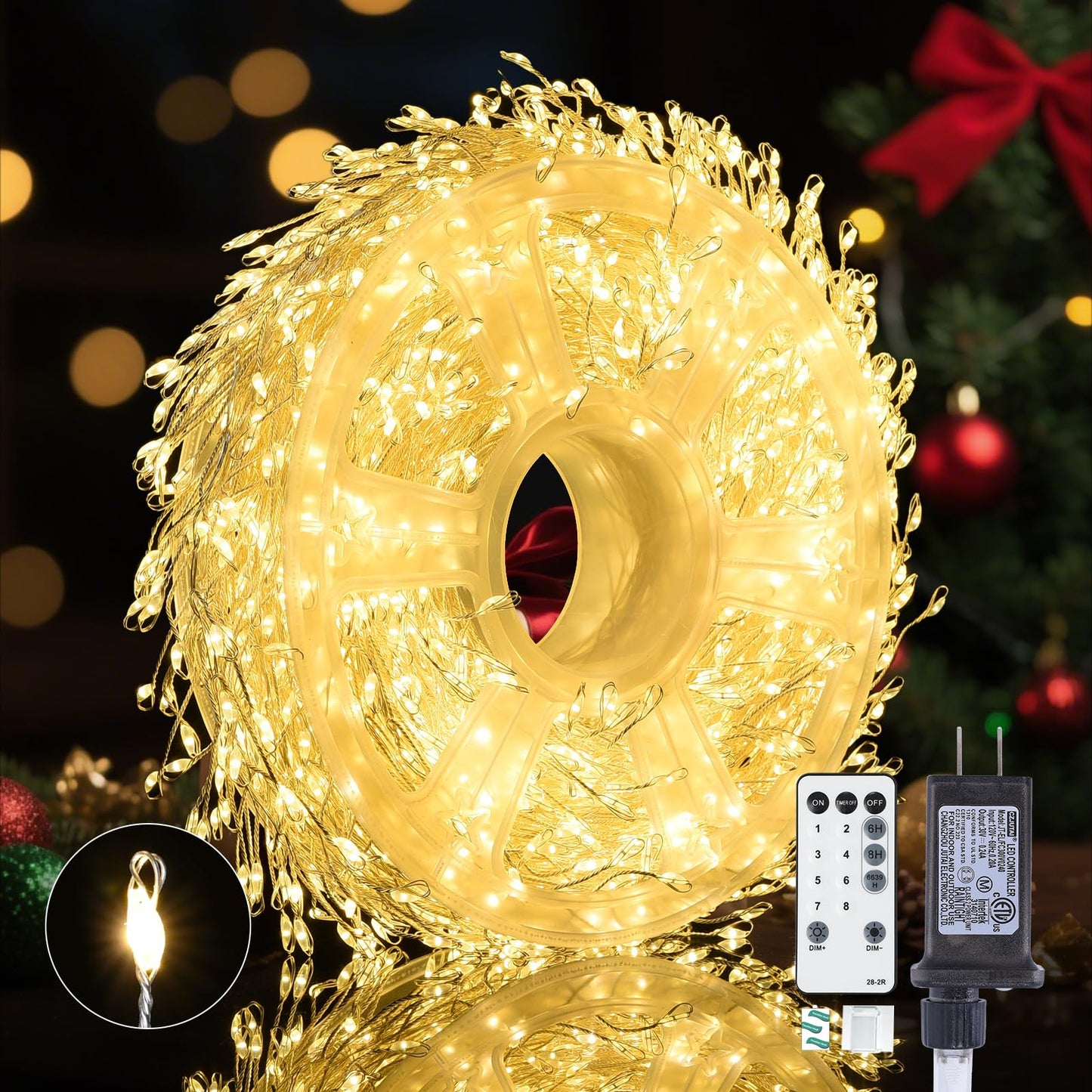 Fairy Lights Plug In  Dailyart 2000 Led Twinkle String Light With Remote 130Ft Waterproof 8 Modes Warm Cluster Lights With Timer For Bedroom Wreath Window Wedding Christmas Tree Decoration Sliver Wire