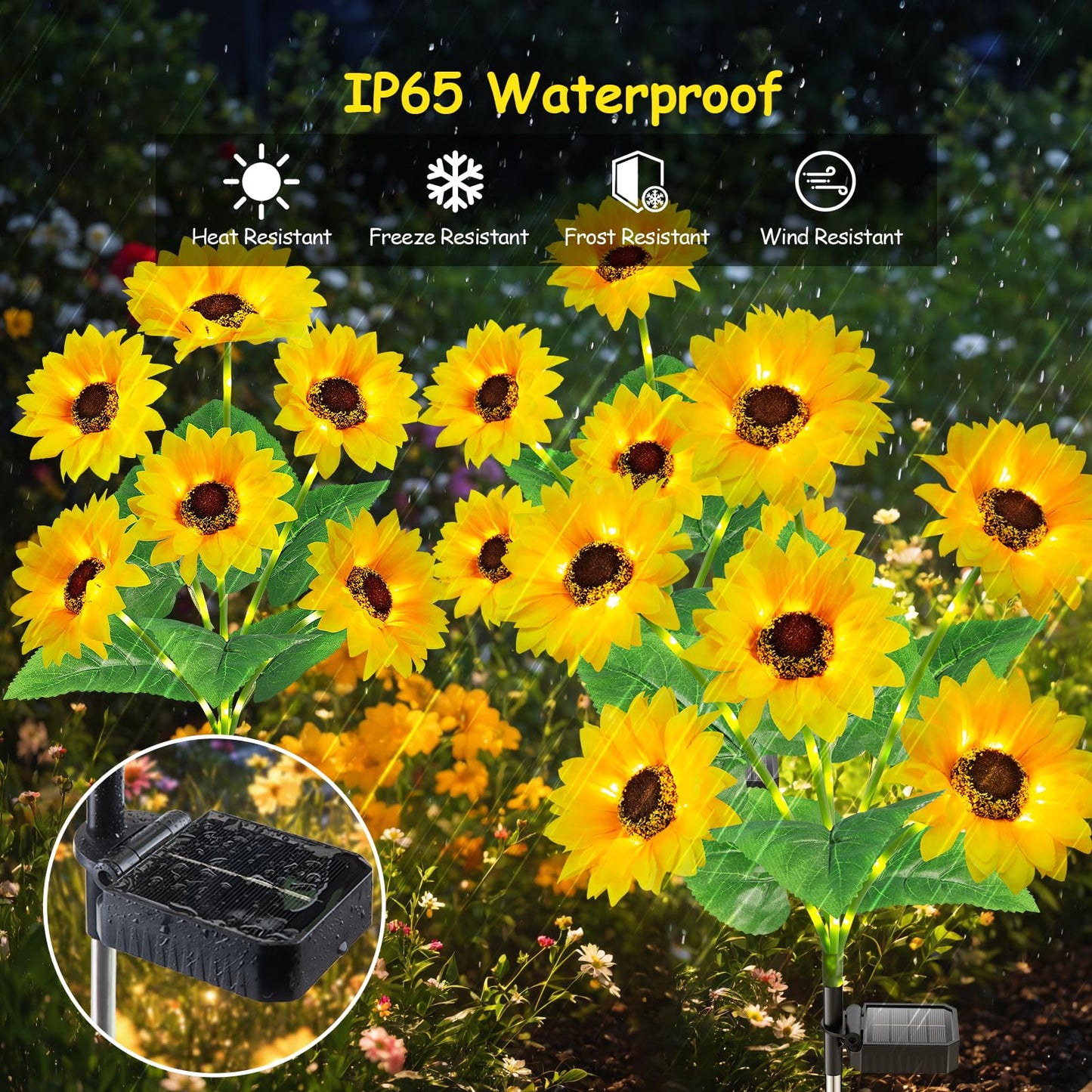 Solar Lights Outdoor Garden Decor  Upgraded 6 Pack With 36 Sunflowers  Auto On/Off Solar Flowers  Waterproof Garden Lights For Yard Patio  Gift For Mother
