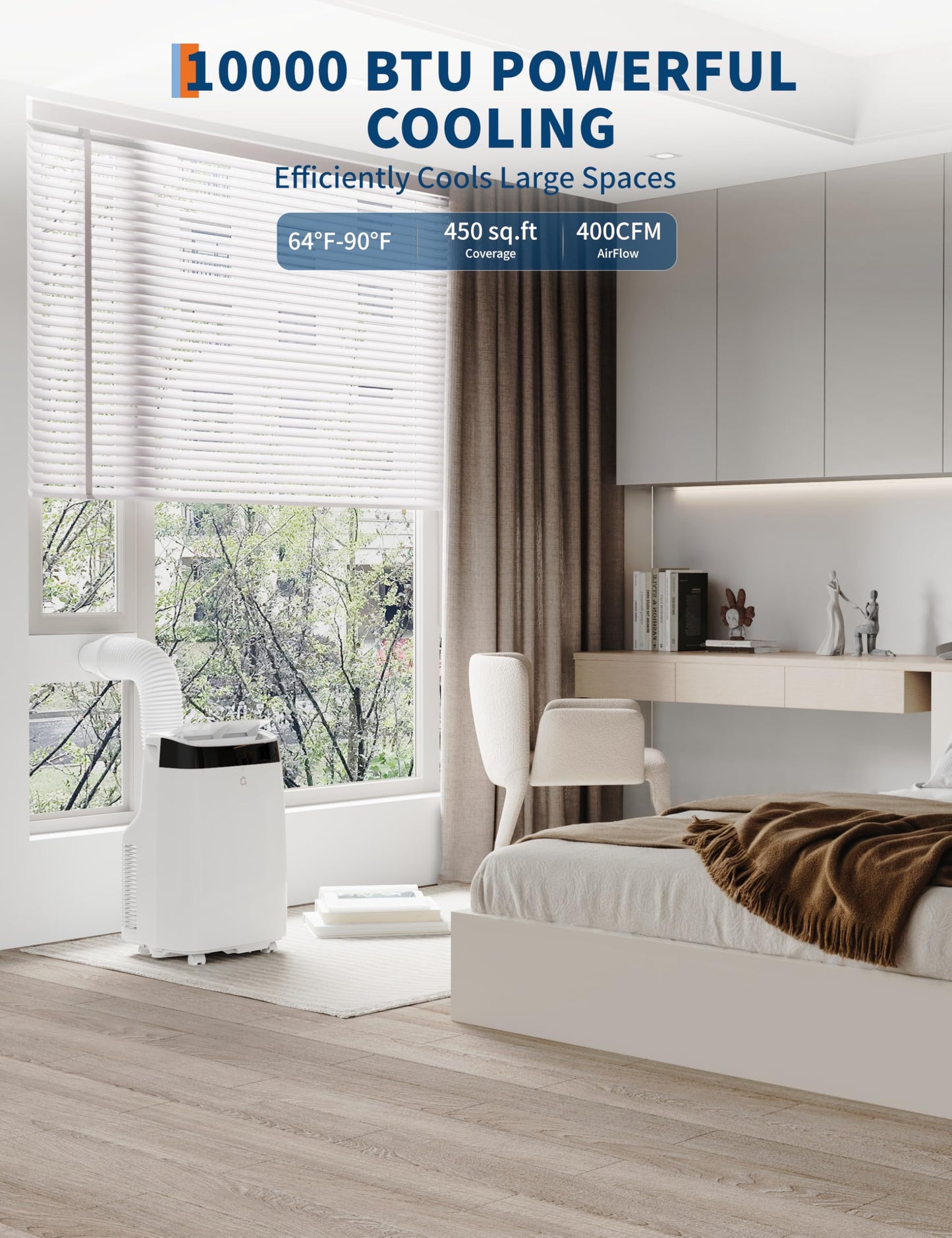 10,000 Btu Portable Air Conditioner, 3-In-1 Room Air Conditioner With Dehumidifier, Fan, Portable Ac Unit For Rooms Cools Up To