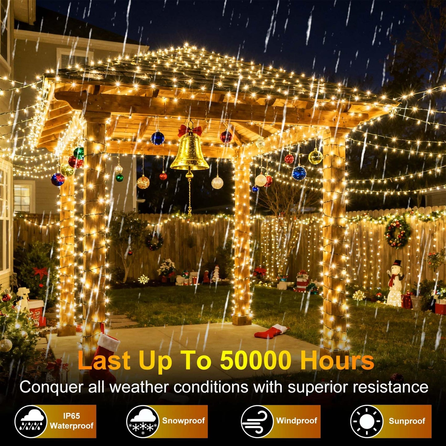 750 Led 240Ft Christmas String Lights Outdoor  12 Pro Modes And Timer Memory & Brightness  Plug In Outdoor Waterproof Clear Wire Twinkle Light For For Xmas Yard Tree Wedding Party Decor (Warm White)