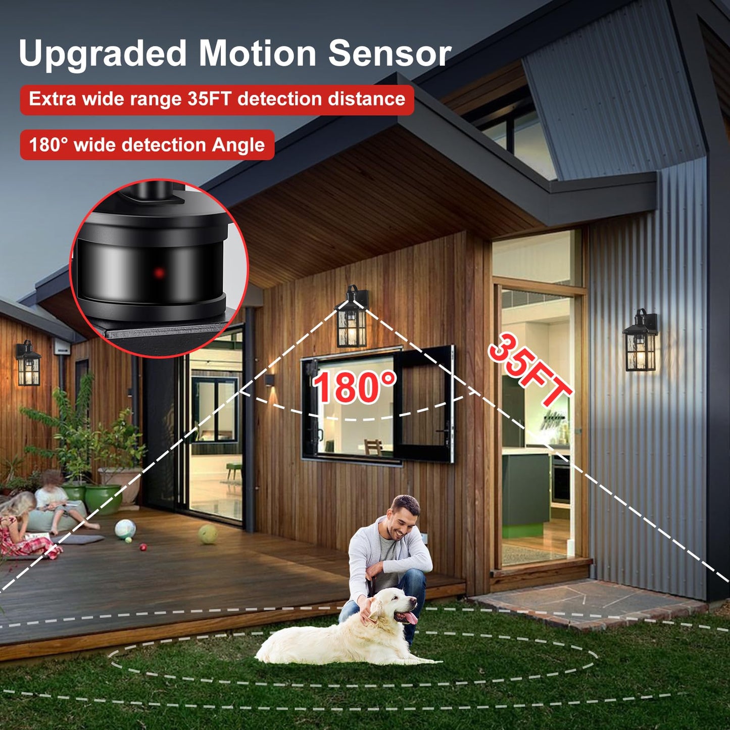 Yjxgdil Porch Lights Outdoor With Remote Control: 2 Pack Motion Sensor Exterior Lighting Fixtures Intelligent 3 Lighting Modes Outdoor Wall Lights Sconce Lights For House Patio Front Door Garage