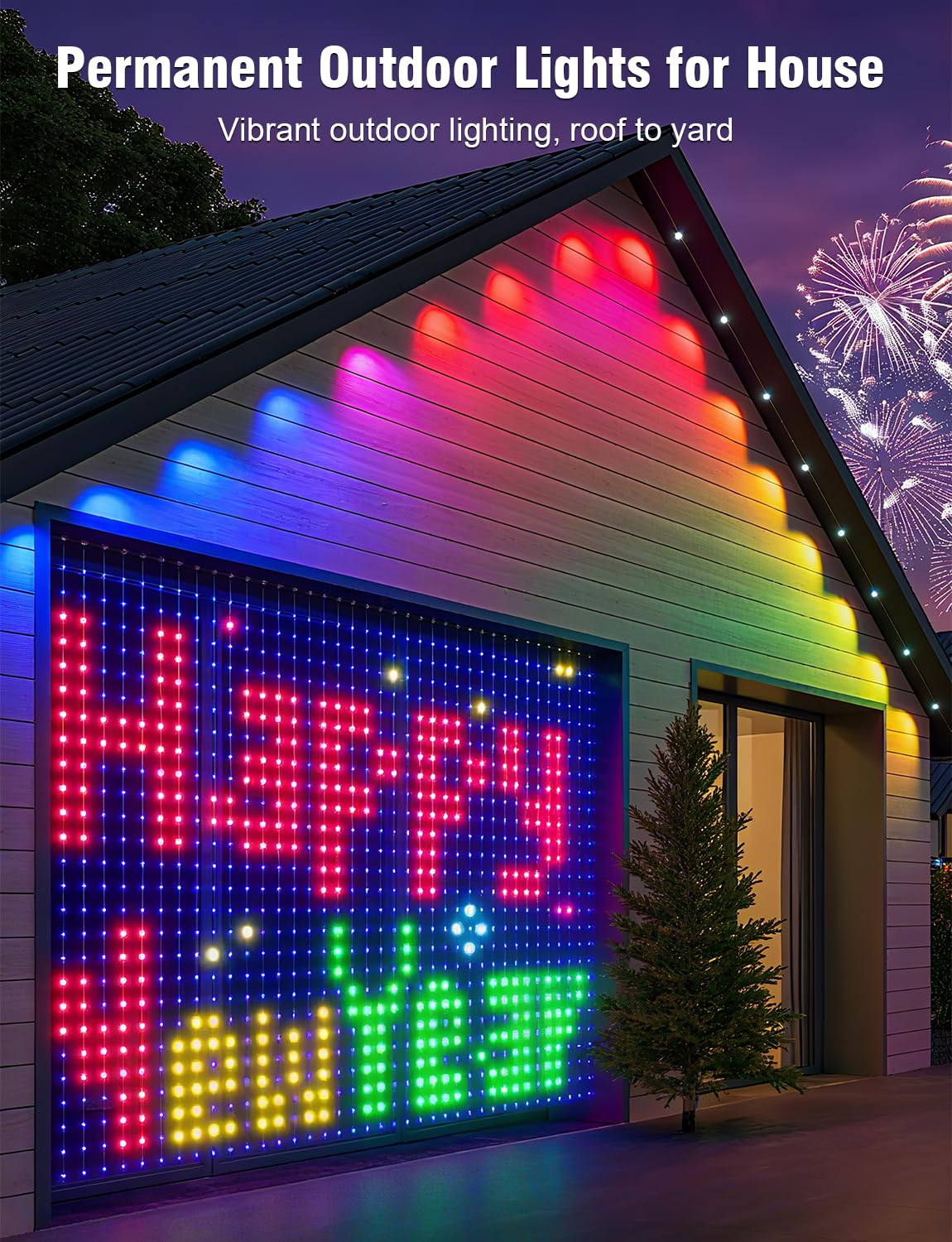 Permanent Outdoor Lights 147Ft With 54 Rgbic Led Smart Led Lights  App/Remote Control Ip68 Waterproof For Holiday Decor  50 Scene Modes  Diy Lights Lighting Timing For Christmas Halloween Party M2