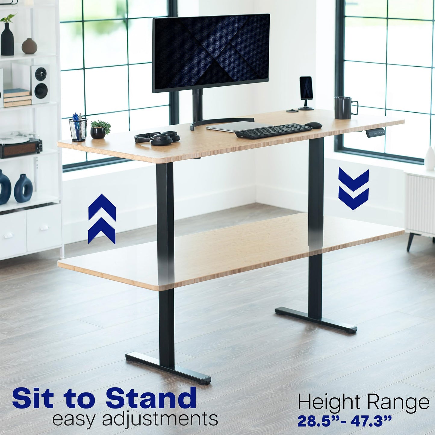 VIVO Heavy Duty Dual Motor Electric Sit Stand Desk Frame, 220 lbs Capacity up to 77" x 43" Tops, Memory Controller Height Adjustable Frame Only, Black, DESK-E-200B