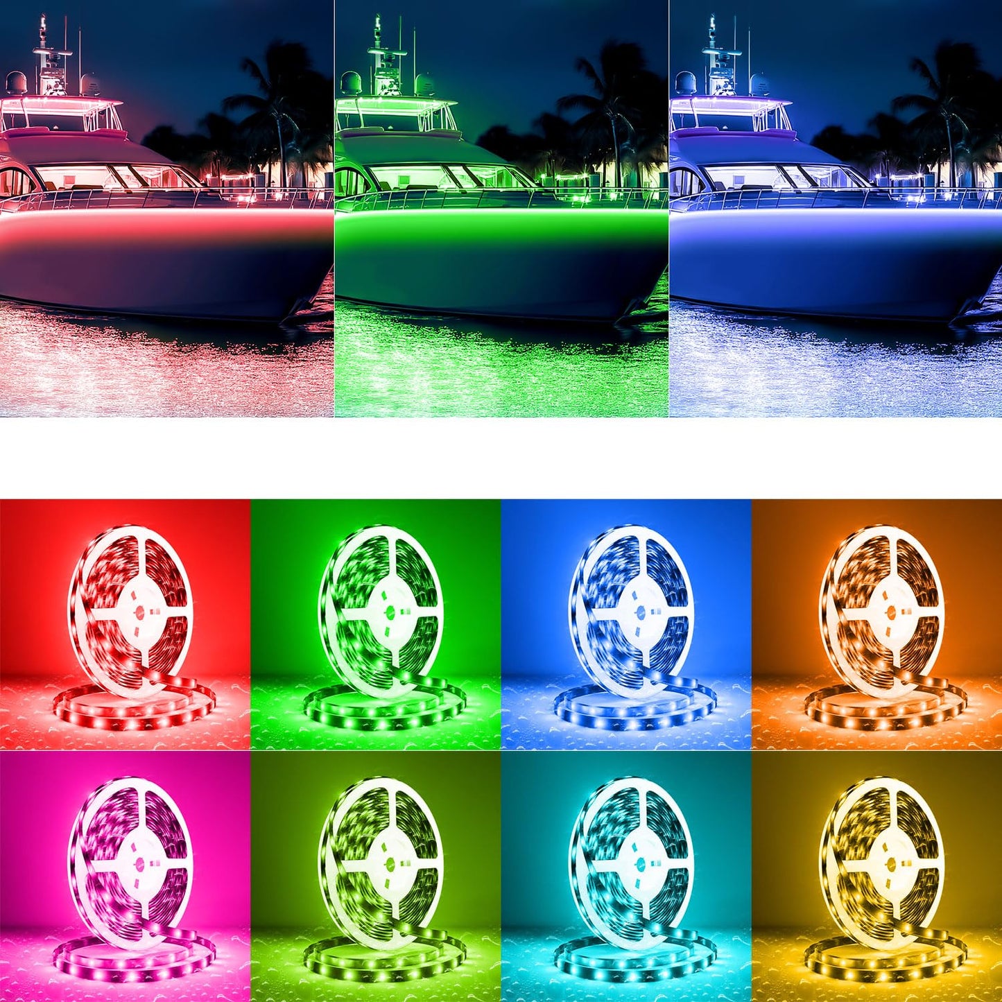 65.6 Ft Boat Lights Led Waterproof  Pontoon Boat Led Lights Strip  Marine Led Strip Light  Multicolor 12V Rgb Led Strips Outdoor Ip67  Night Fishing Lighting With App & Remote For Bass Jon  Rv  Kayak