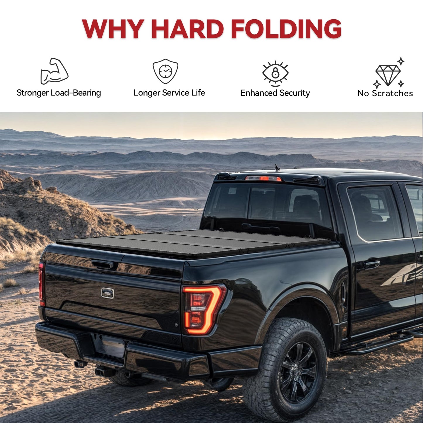 YITAMOTOR FRP Hard Tri-Fold Truck Bed Tonneau Cover Fits for Toyota Tacoma 2024 2025 2026 6 ft Bed with Deck Rail System (Excl. Trail Edition)