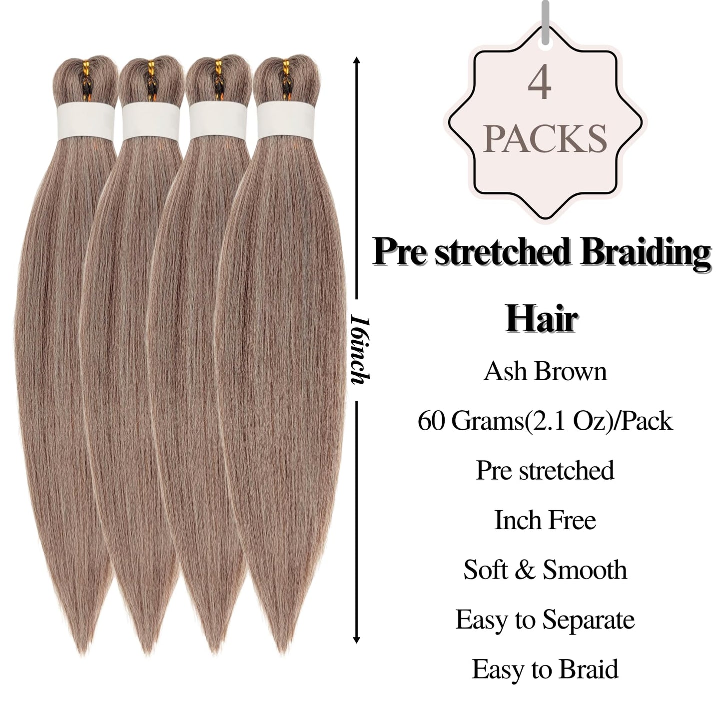 Ash Brown Bob Braiding Hair Pre stretched Curly Short Braiding Hair for Boho Braids Hypoallergenic Knotless Braids