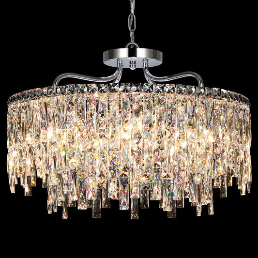 Nisidun stylish Crystal Chandelier  24 Modern Round Dining Room Chandeliers Over Table 8 Lights Chrome Ceiling Pendant Ceiling Lighting For Living Room Bedroom Entryway Foyer Staircase
