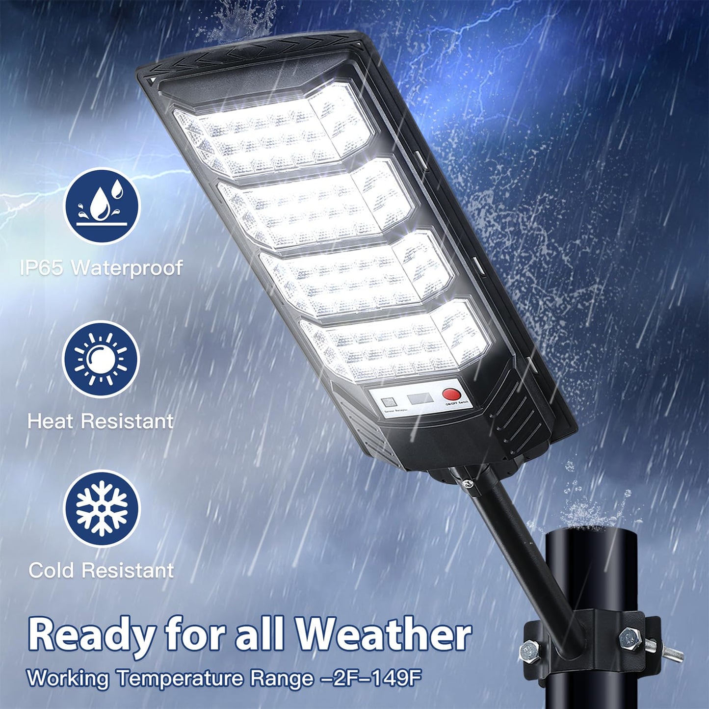 4 Pack Solar Street Lights Outdoor Waterproof  20000Lm 6500K Led Solar Motion Sensor Light Outdoor  Dusk To Dawn Flood Lights Remote Control  Commercial Area Parking Lot Light