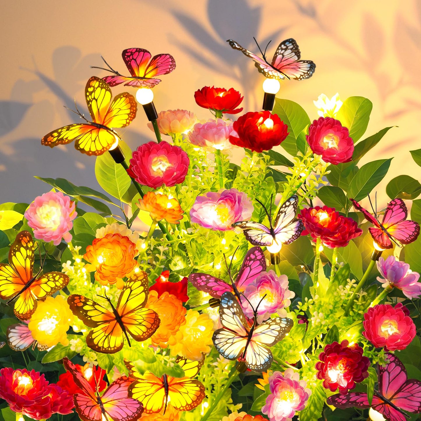 Garpar Solar Garden Lights  6 Pack Swaying Solar Lights With 18 Butterflies & 42 Blooming Flowers  Solar Flowers Lights Outdoor Waterproof  Solar Outdoor Lights For Yard Patio Garden Decor  Gift