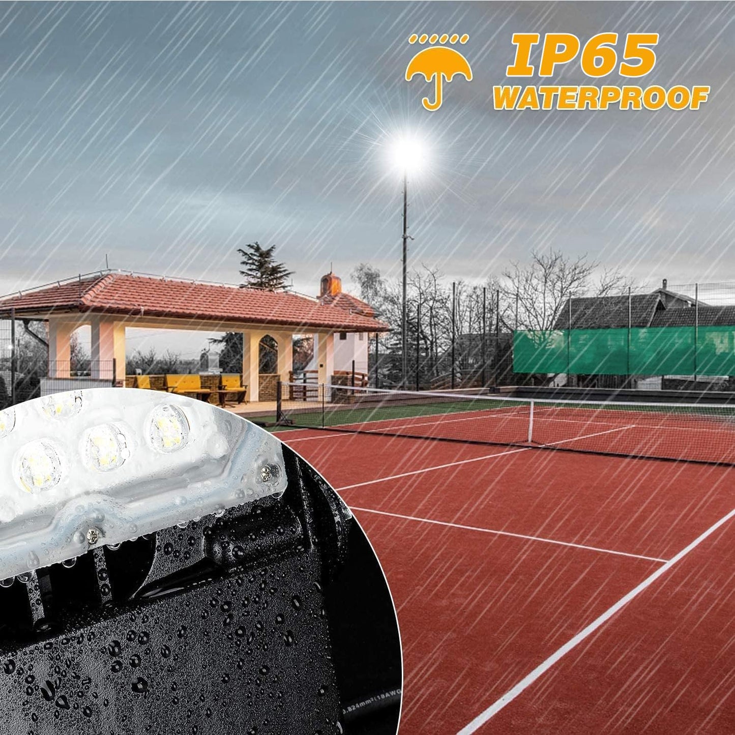 Juyace 240W Led Flood Light Dusk To Dawn Outdoor Lighting 5000K Ip65 For Commercial Building Parking Lot Farm Yard