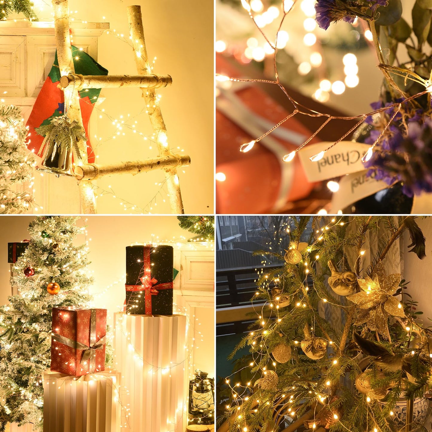 Dailyart Fairy Lights Plug In  2000 Led Twinkle String Light With Remote 130Ft Waterproof 8 Modes Warm Cluster Lights With Timer For Bedroom Wreath Window Wedding Christmas Tree Decoration Gold Wire