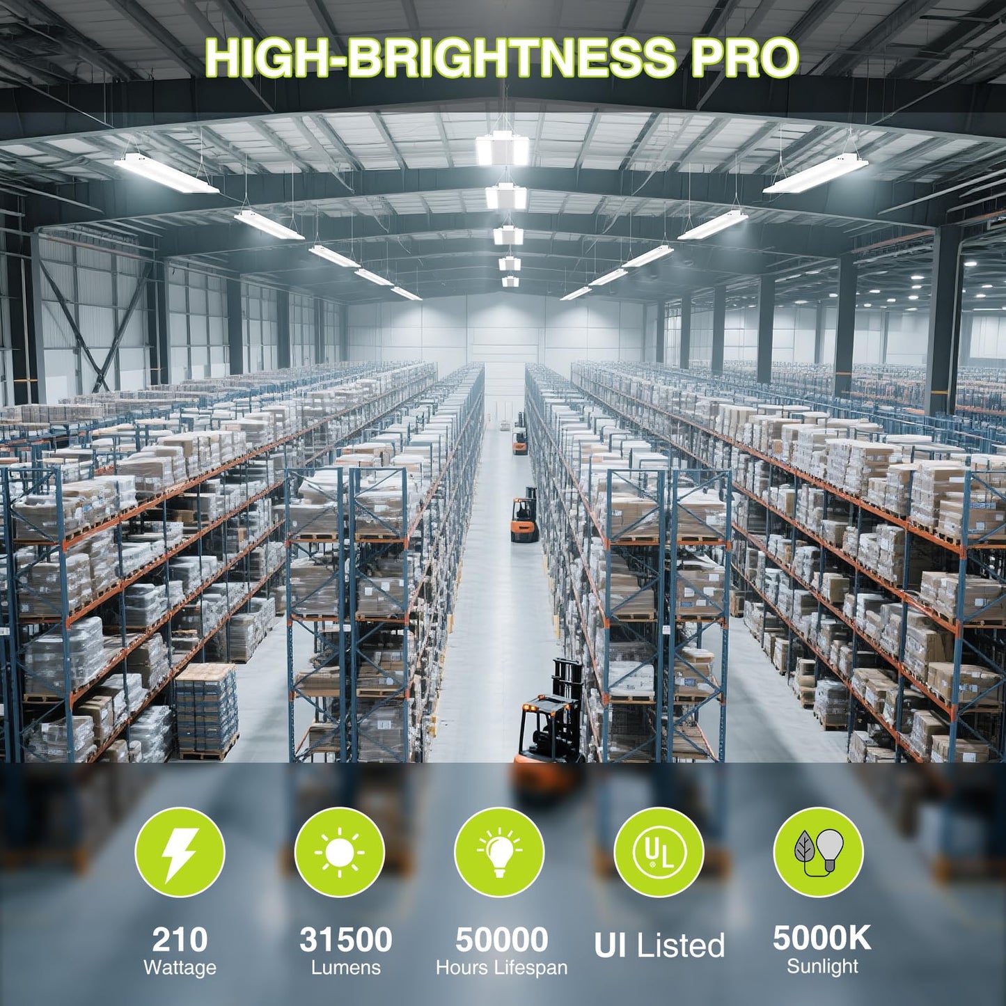 Led Linear High Bay Shop Light 210W  Larger Central Lighting Area  31500Lm  120-277V  0-10V  5000K  Commercial Linear High Bay Led Shop Lights For Warehouse Industrial Garage Workshops  4 Pack  Ul