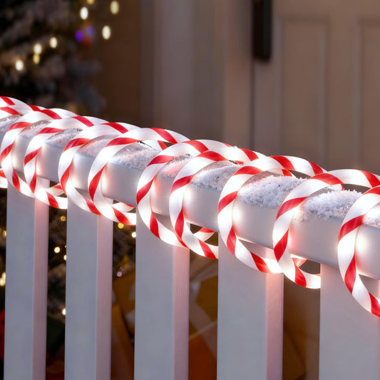 Joiedomi 40Ft Led Candy Cane Rope Lights  Waterproof Outdoor 360 Led Christmas Decor Lights For Garden Yard Party Xmas Christmas Holiday Decorations (Red & Cool White)
