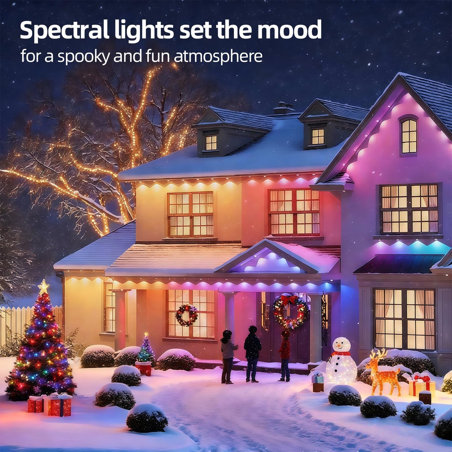 Ahawill 50Ft Permanent Outdoor Rgb Lights With Ip67 Waterproof  Smart Outdoor String Lights Remote Control  Eaves Lights With App  Daily And Accent Lighting For Halloween Christmas Holiday Decor