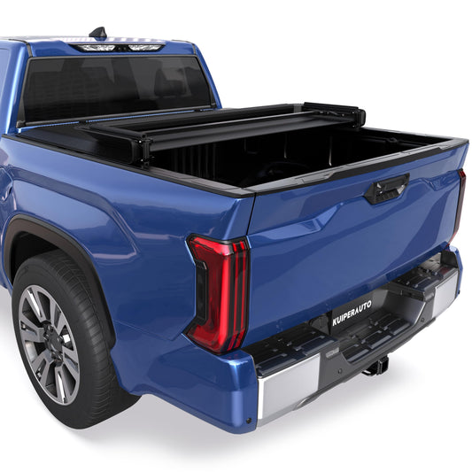 KUIPERAUTO Soft Tri Truck Bed Tonneau Cover Compatible for 2014-2025 Toyota Tundra 5.5ft Bed (incl Utility Track System
