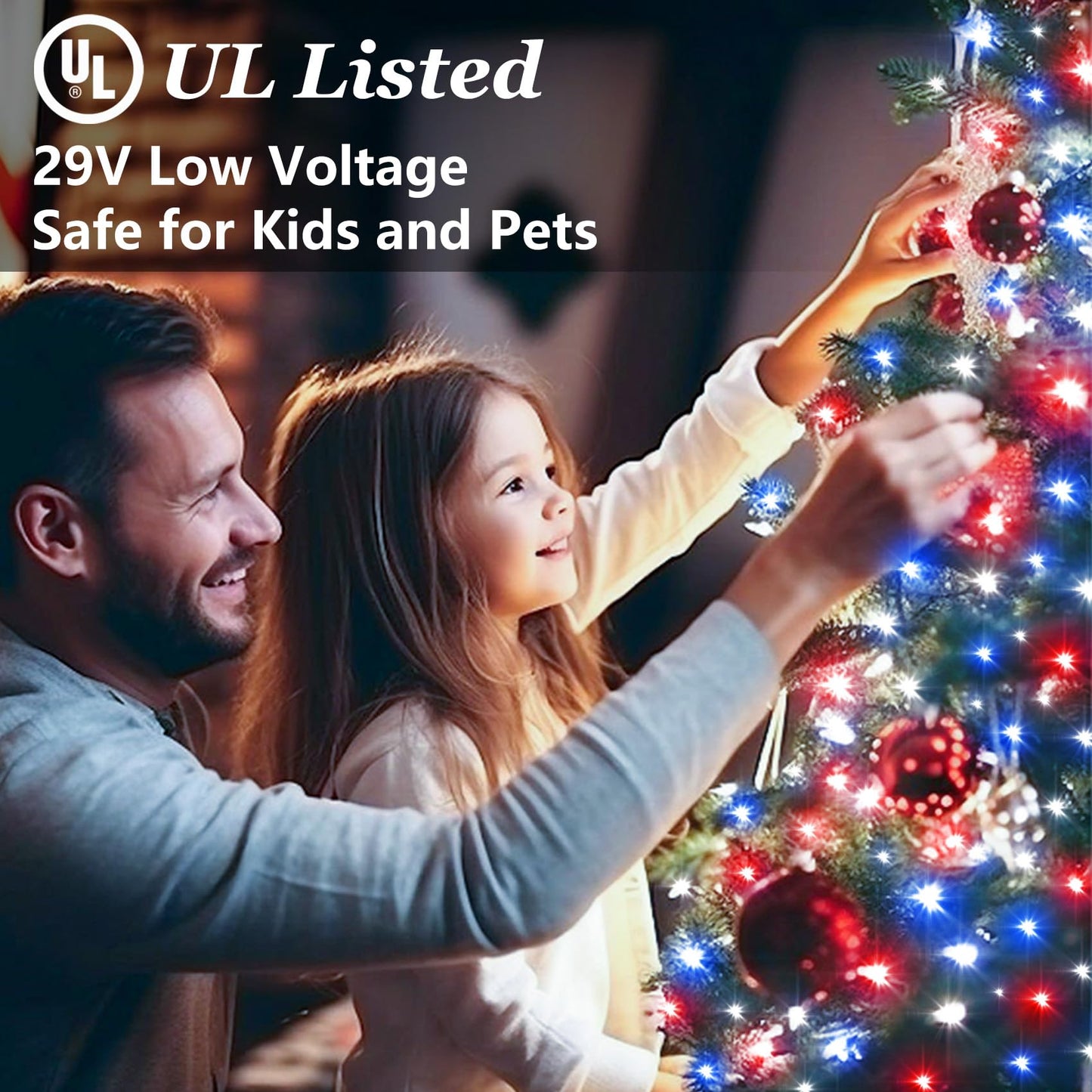 750 Led Christmas String Lights Outdoor  240Ft Twinkle Fairy Lights With Timer & Memory  12 Modes Dimmable Waterproof Tree Light For House Wedding Party Christmas Decororations  Red White & Blue
